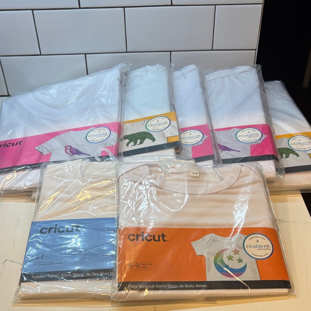 Set of 7 Cricut White T-Shirt Blanks for Infusible Ink Various Sizes